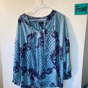 Nine West women’s long sleeve blue blouse nwot